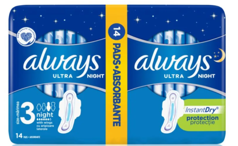 Always Ultra nočné hygienické vložky s krídelkami 14ks