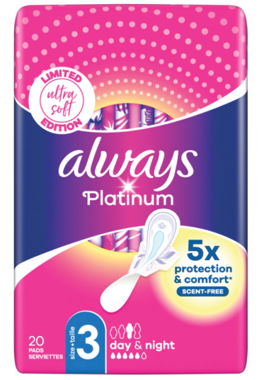 Always Platinum hygienické vložky s krídelkami 20ks Day&Night