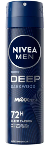 Nivea Men antiperspirant 150ml Deep Black Carbon Darkwood