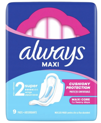 Always Maxi Super hygienické vložky s krídelkami 9ks