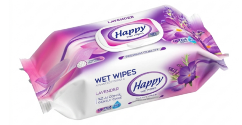 Happy vlhčené obrúsky s klipom 102ks Lavender