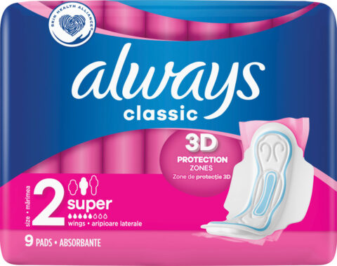 Always Classic Super hygienické vložky s krídelkami 9ks