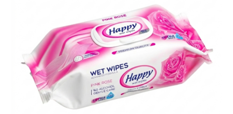 Happy vlhčené obrúsky s klipom 102ks Rose