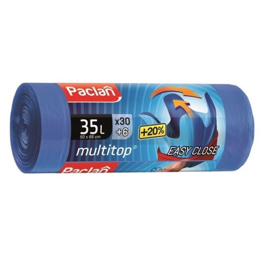 Paclan Vrecia na odpad MULTITOP pevné, 4uväzovacie rohy, 35L – 36ks, 9µ, HDPE