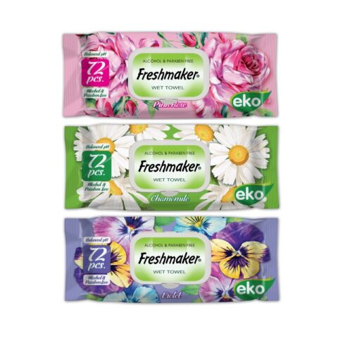 Freshmaker vlhčené obrúsky s klipom 72ks s vôňou kvetín