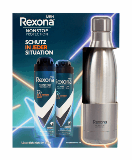 Darčekový set Rexona Men Nonstop protection Antiperspirant 2x150ml + kovová fľaša