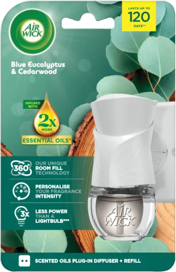 Air wick Electric Strojček+náplň 19ml Blue Eucalyptus&Cedarwood